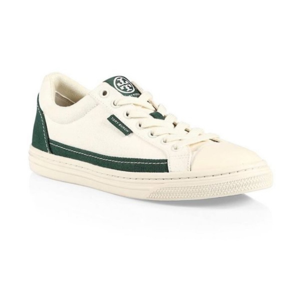 Tory Burch Classic Court Sneaker in Cream and Green S-507 Sz 10M